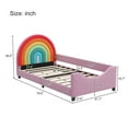 thumbnail image 4 of Sesslife Twin Bed Frame for teens, Cute Bed Frame with Rainbow-Shaped Headboard, Upholstered Cartoon Platform Bed for Teens, No Box Spring Needed, Pink, 4 of 7