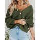 thumbnail image 2 of Cárdigan PRETTYGARDEN para mujer, cuello en V, punto, con botones, holgado, verde, 2 of 6