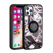 For Apple iPhone 11 (6.1") Unique Marble Design with Magnetic Ring Kickstand Holder Hybrid TPU Hard Shockproof Cover ,Xpm Phone Case [ Fancy Black ]