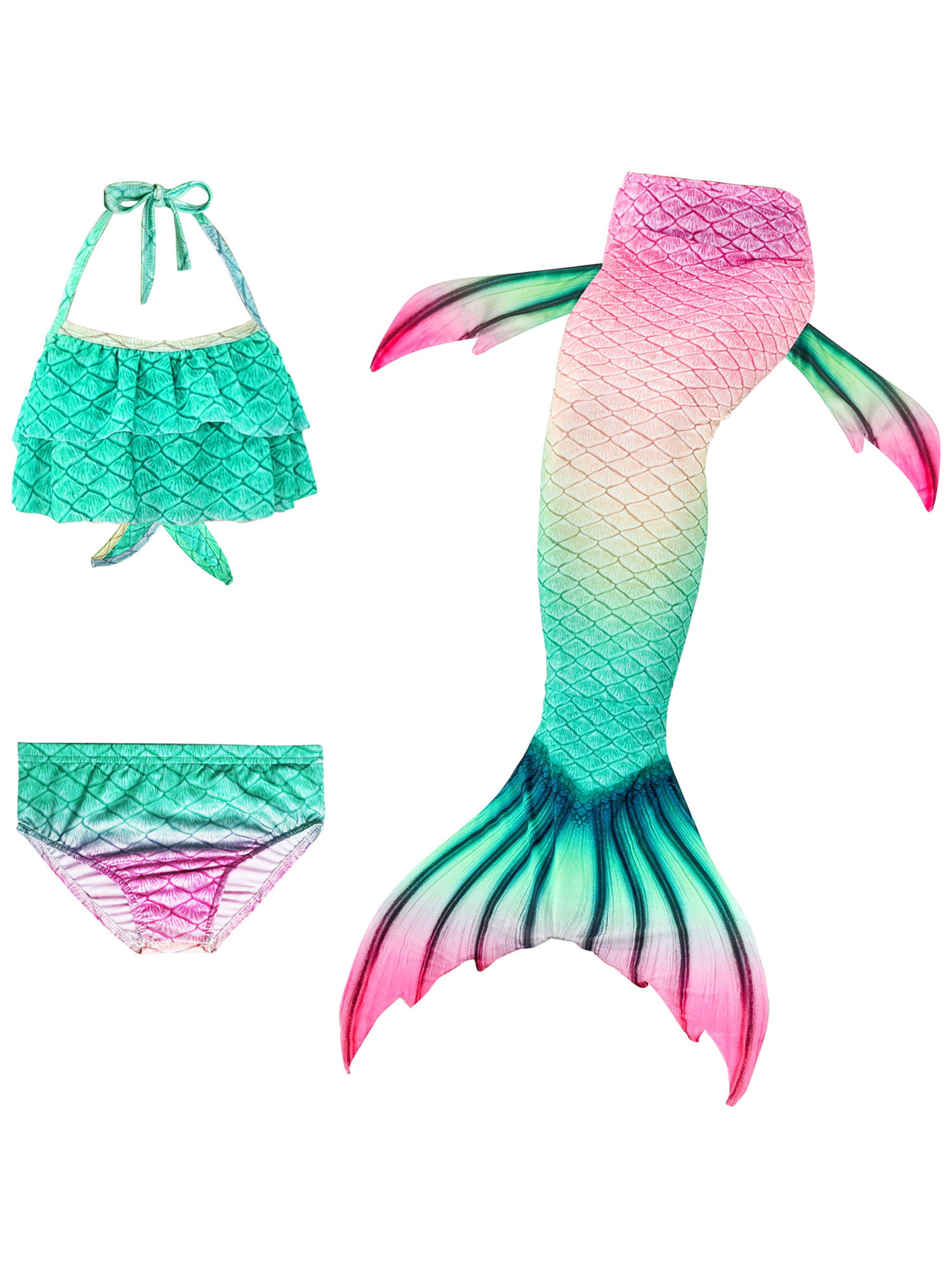 Bikini Swimsuit Set Mermaid Tails Birthday Gifts for Kids 2019 3 Pcs Mermaid Tails for Swimming for Girls Can Add Monofin