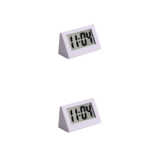 jesticaly Clock LED Desktop Bedside Digital Display Electronic Clocks Kitchen Living Room Triangular Travel Table Calendar White 2Set
