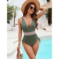 thumbnail image 2 of Women Tummy Control Swimsuits Modest One Piece Bathing Suits Drawstring Swim Suits 2025 (XL, Blue), 2 of 5
