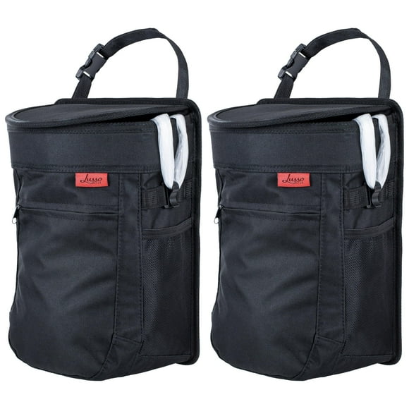 Bote de basura para coche Lusso Gear, a prueba de derrames, 9,5 L (paquete de 2), color negro