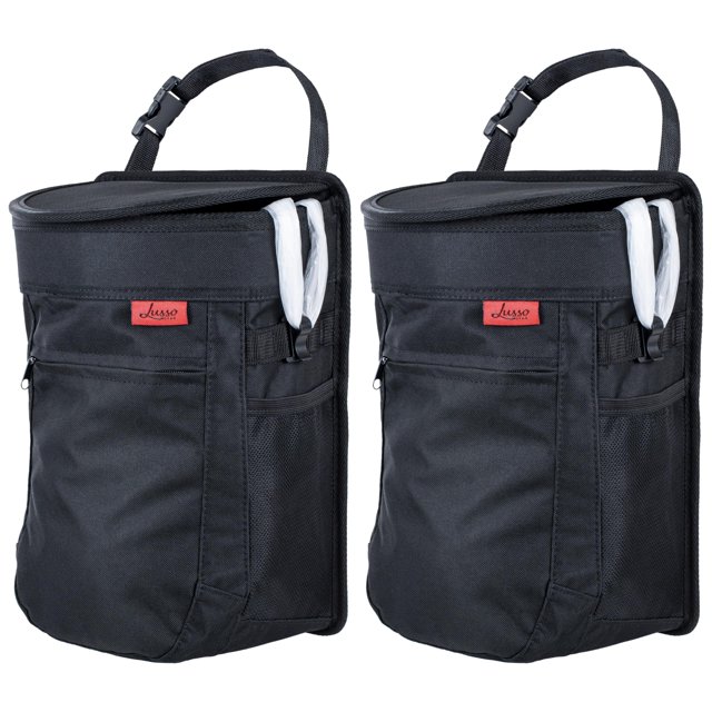 Bote de basura para coche Lusso Gear, a prueba de derrames, 9,5 L (paquete de 2), color negro