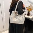 thumbnail image 4 of HUISZJ Corduroy Shoulder Bag, Large Capacity Tote Bag, Versatile Tote Handbag for Travel Commute Work (White), 4 of 7