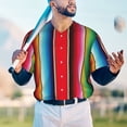 thumbnail image 5 of KLL Mexican Serape Blanket Stripes for Men's Baseball Shirts,Short Sleeve Casual Shirts Button Down Shirt for Men Beach Summer Wedding Shirt-Small, 5 of 7