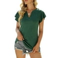 thumbnail image 1 of TRKIYQC Camiseta informal para mujer, manga corta, color sólido/rayas, estampado de estrellas, cuello en V, tops ajustados TRKIYQC Casual, 1 of 7