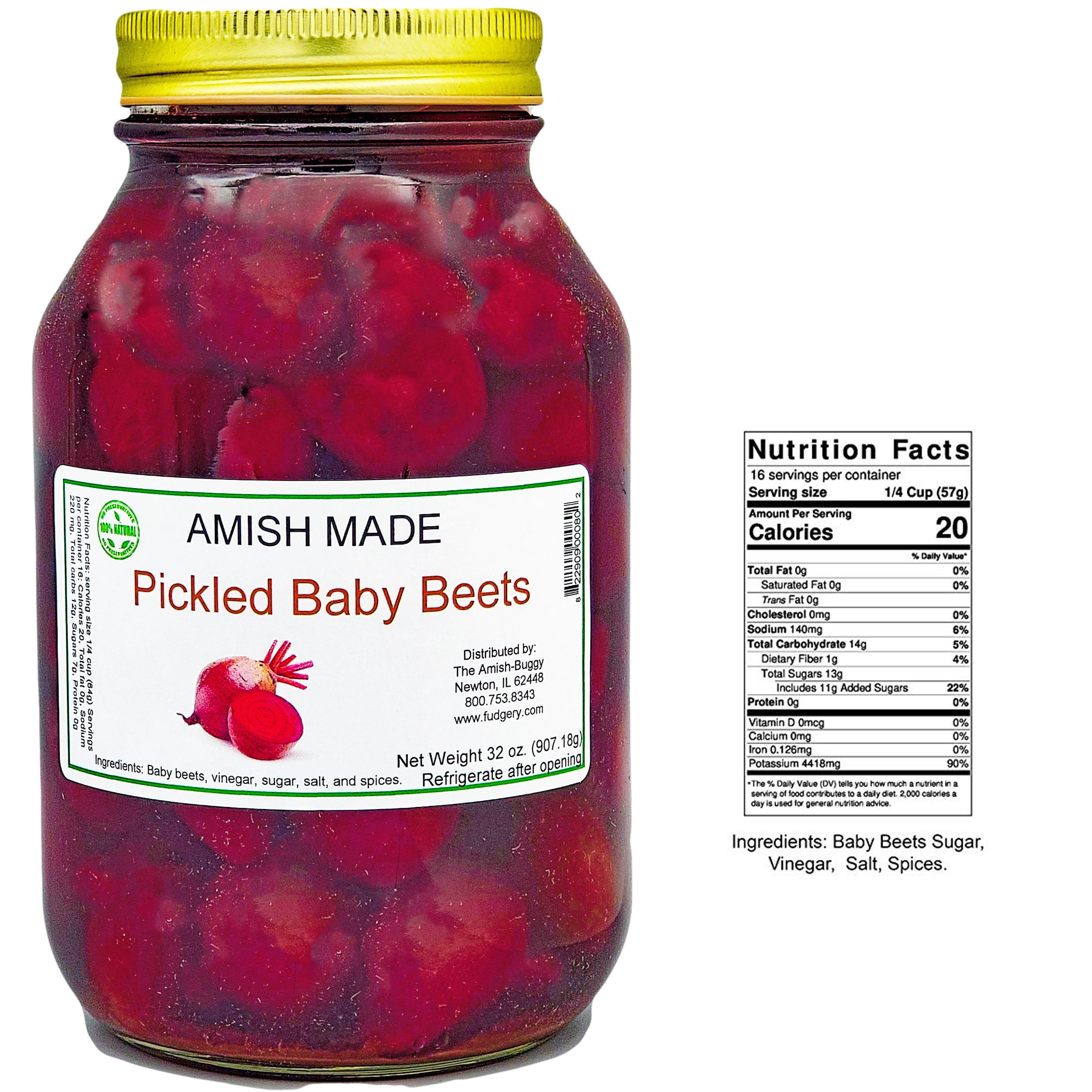 Amish Pickled Baby Beets - TWO - 32 Oz Jar