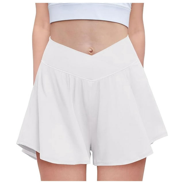 Girls Flowy Shorts With Spandex Liner 2 In 1 Athletic Running Shorts With Pockets Kids Butterfly Skorts