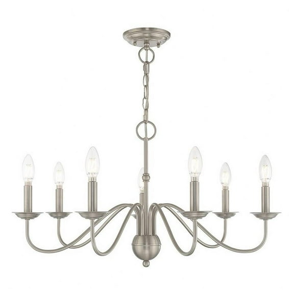 Traditional Seven Light Chandelier-Brushed Nickel Finish Bailey Street Home 218-Bel-3110584
