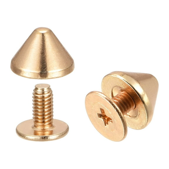 9x6mm Screw Back Rivets Solid Leather Studs Gold Tone 50 Sets