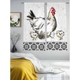 thumbnail image 4 of Chicken Semi Sheer Curtains 63 Inch Length 2 Panels Set, Farmhouse Country Animal Black Flower Leaf Sheer Kitchen Curtain Privacy Voile Window Curtain for Living Room Bedroom Rod Pocket Drapes, 4 of 7