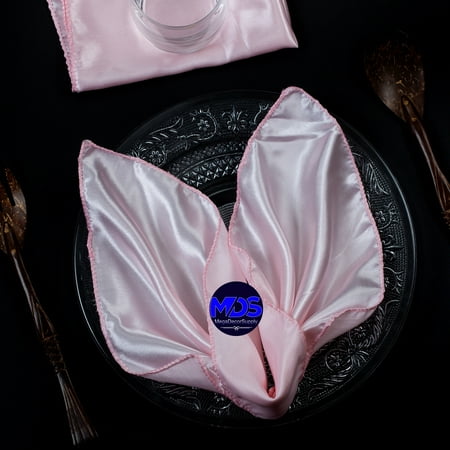 

MDS Set of 200 Satin Napkin 20x20 Inch Square Napkins for Wedding - Blush Pink
