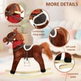 thumbnail image 4 of Trendix Plush Rocking Horse Toy with Interactive Sounds, Wooden Rockers, Wagging Tail Rocking Chair, 50kg Load Capacity, 23" Height, Light Brown (Battery not included), 4 of 8