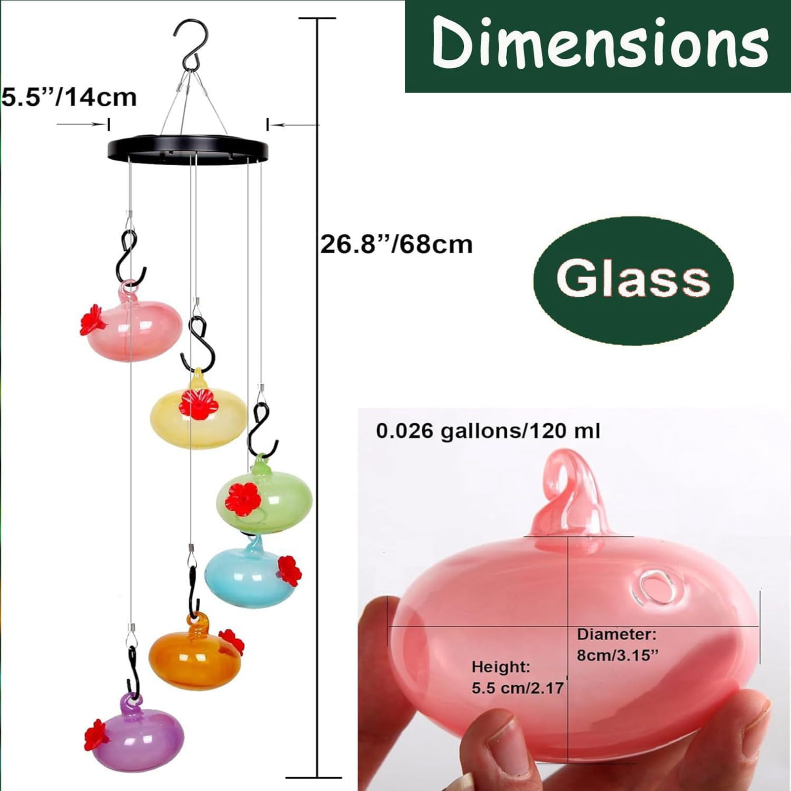 Djiypn Beautiful Wind Chimes Hummingbird Feeders for Garden & Patio Decoration - Versatile Outdoor Bird Feeder to Attract Birds - Perfect Gift for Nature Lovers & Gardening Enthusiasts