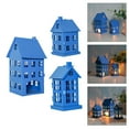 thumbnail image 2 of AOOOWER Hollowout Ice House Shape Metal Blue Tealight Candle Holder Hanging Candlestick for Indoor Table Centerpieces Decoration, 2 of 13