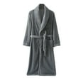 thumbnail image 2 of Flannel Robes for Men with Pocket and Belt Long Sleeve Fleece Bathrobes Mens Casual Solid Color Thermal Warm Homewear Sleepwear Pajamas Bath Robe, 2 of 6