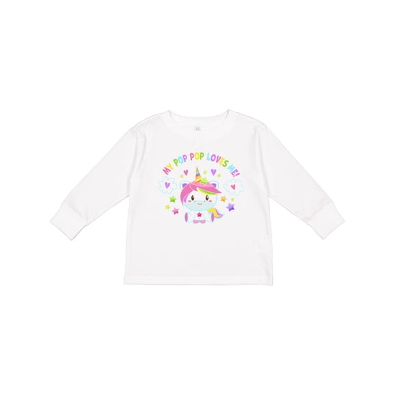 Inktastic My Pop Pop Loves Me with Cute Rainbow Unicorn Boys or Girls Long Sleeve Toddler T-Shirt