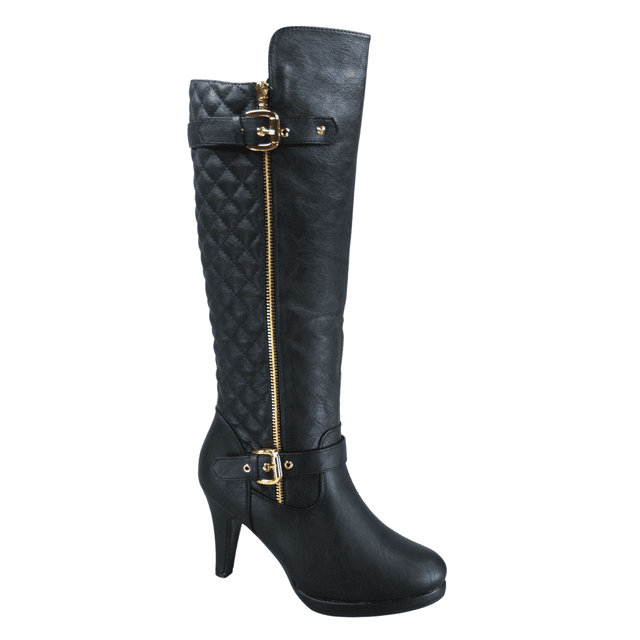 Bottes à Talons Hauts à Fermeture Éclair à Bout Rond Décontractées pour Femmes Dames Mode (Noir, 8)