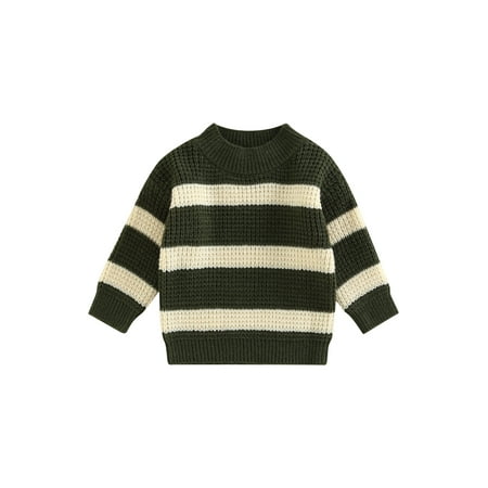 

Bagilaanoe Toddler Baby Girl Boy Knitted Sweater Long Sleeve Striped Pullover 6M 12M 24M 3T 4T 5T 6T Kids Warm Jumpers Tops Fall Loose Knitwear