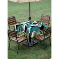 thumbnail image 4 of Outdoor Tablecloth with Umbrella Hole and Zipper, Aqua Stripe Waterproof Patio Tablecloth for Dining 54''x54'', Ombre Grey Moire Geometric Modern Abstract Wipeable Table Cover for Picnic BBQ Party, 4 of 9