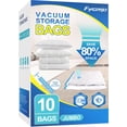 thumbnail image 1 of Fygrip Paquete de 10 bolsas de almacenamiento al vacío gigantes con bomba manual 80% ahorro de espacio bolsas selladas al vacío para ropa bolsas de compresión al vacío para equipaje de viaje mantas ed, 1 of 7