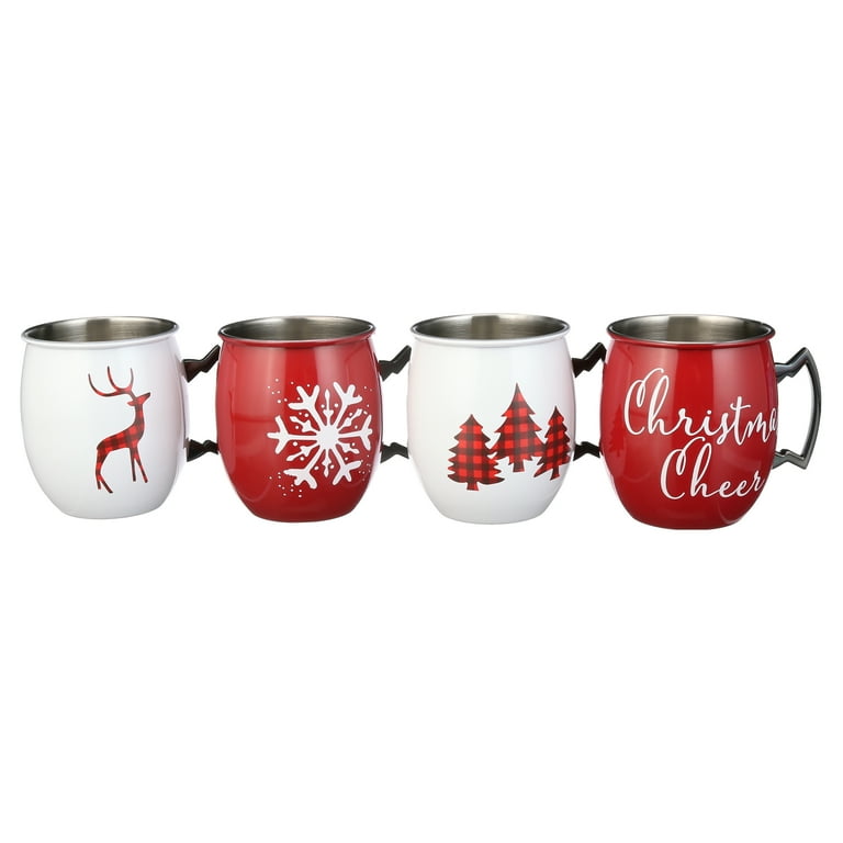 Better Homes And Gardens Stainless Steel Christmas Reindeer Cup Mug Set