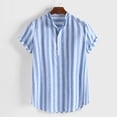 thumbnail image 2 of Camisas Para Hombre Slim Fit Manga de algodón rayada Casual Manga Loose Mens Short Shirt Lind Buttons Men's blusa de Men (Blue, XL), 2 of 7