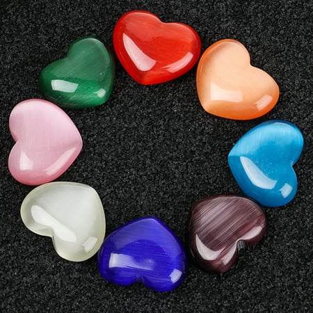 

8Pcs/Set Natural Cat s Eye Cymophane Heart Chakra Healing Stone Gemstones Pendant Jewellery Crafting Home Decorations Tools