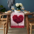 thumbnail image 2 of Valentine's Day Table Runner - 48 Inch Long, Kitchen Dining Table Runner Dresser Scarves, Red Heart Love Trees Romance Spring Farmhouse Decor for Coffee Tables Wedding Party Banquet, 2 of 8