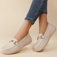 thumbnail image 4 of Willtoo Womens Wide Toe Loafers Slip On Casual Platform Walking Shoes Metal Buckle Lightweight Comfort Daily Work Loafers, 4 of 5
