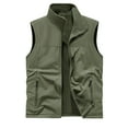 thumbnail image 2 of COSFO Casual Men's Vest Green Full Zip Fleece Jacket Slim Fit Sleeveless Stand Colla with Pockets Winter Jackets for Men, 2 of 5
