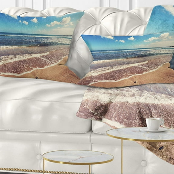 Designart 12" x 20" Blue Polyester Throw Pillow