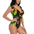 thumbnail image 3 of Haiem Cartoon Vegetables Women's Ruffle One Piece Swimsuits Tummy Control Bathing Suit V Neck Swimwear Slimming for Teen Girls-, 3 of 8