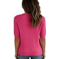 thumbnail image 5 of Garbnen Ribbed T Shirts for Women Knitted V Neck Button Womens Half Sleeve Tops Fitted Summer Stretch Basic Sweater Tunics for Women XXL, 5 of 5