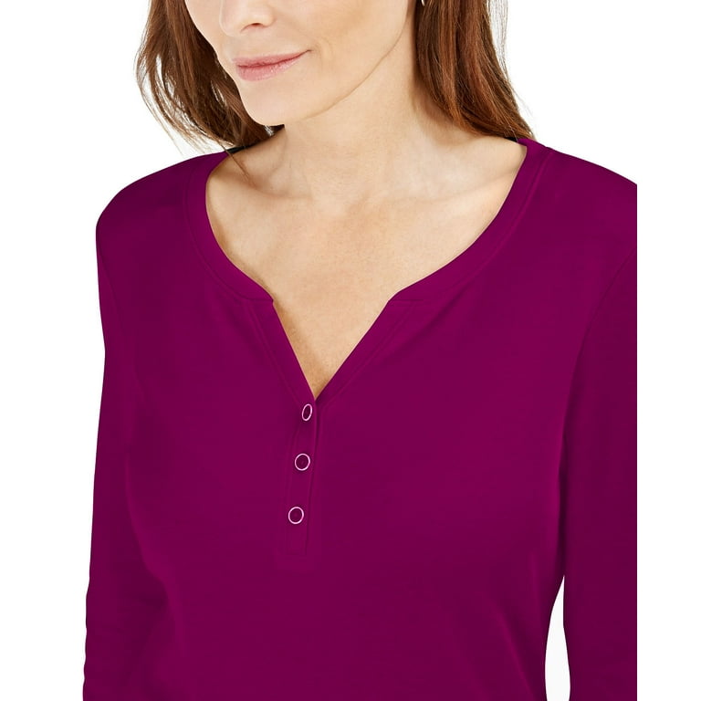 women's petite henley shirts