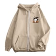 thumbnail image 4 of FASHOFT Zip Up Hoodie Women Oversized Halloween Graphic Fleece Jacket with Pockets Funny Ghost Spooky Season Sweatshirt Khaki XXXL, 4 of 5