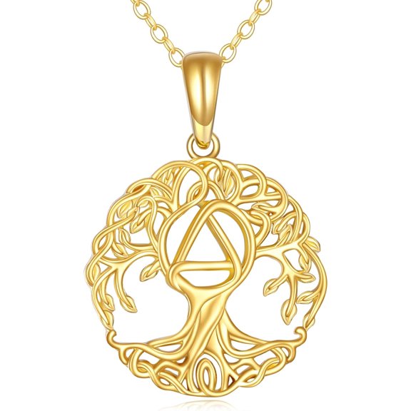YAFEINI 14K Solid Gold Tree of Life Pendant Necklace 14K Real Gold Jewelry Anniversary Christmas Birthday Gifts for Women