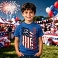 thumbnail image 2 of Tisuna Patriotic T Shirts For Boys Kids Size 12-13 Years USA Flag Print Short Sleeve Crew Neck Tops Comfortable Teen Boys 4th Of July Celebrate 250 Years Anniversary Shirts Blue, 2 of 4