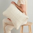 thumbnail image 6 of PILLOWPIA Chindi Handwoven Rag Rug Lumbar Pillow Cover, Heavy Cream, 12" x 24", 100% Cotton, Visible Brass Zipper, 6 of 9