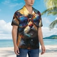 thumbnail image 4 of Haiem Cool Cat With Sunglasses Printed Hawaiian Shirt for Men - Men’s Casual Beach Summer Shirts - Stretch Fabric with Modern Fit-Medium, 4 of 7