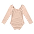 thumbnail image 2 of Miutii Kids Girls Long Sleeve Leotard Ballet Bodysuit Basic Dancewear Gymnastics Ballet Dance Leotard Apricot 12, 2 of 8