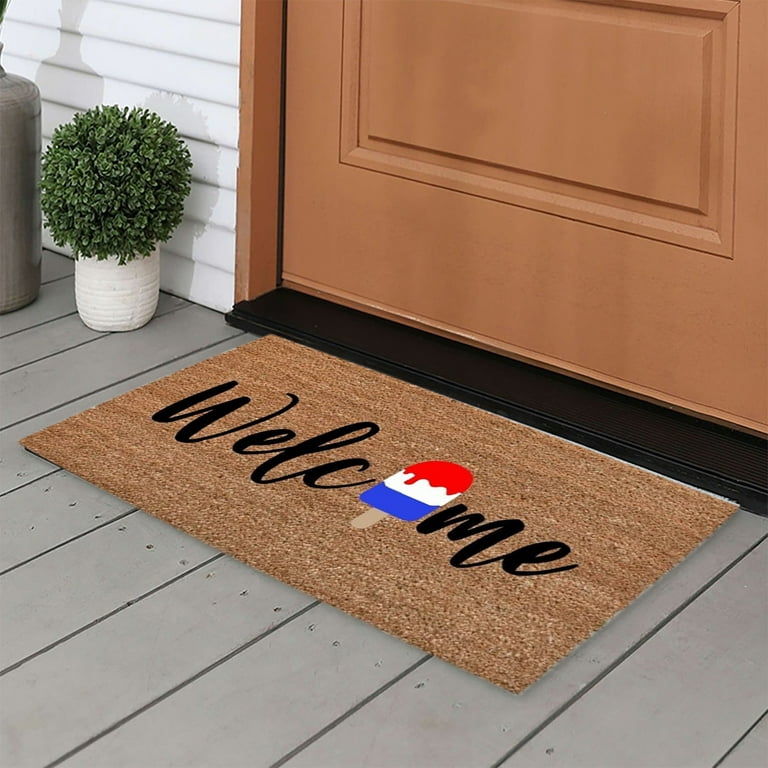 Tiitstoy Independence Day Home Mats Welcome Floor Doormat 23.62 X 15.75In  Non Slip Floor Mat Summer Holiday Funny Novelty Door Mats Indoor Outdoor