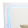 thumbnail image 2 of Benjara Sok Twin Panel Bed with LED Headboard, Low Profile Footboard, Glossy White, 2 of 5