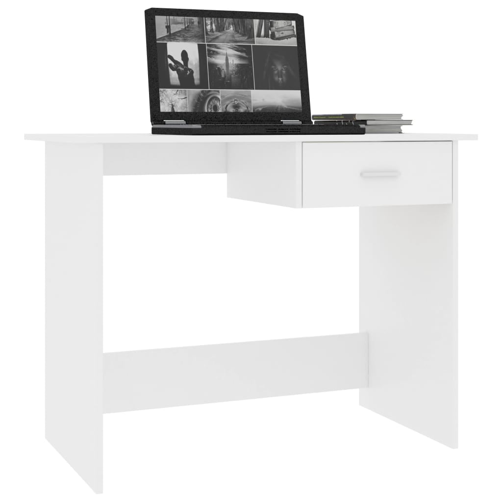 Kepooman Home Office Modern Rectangle Sturdy Office Desk with Drawer, 39.4" x 19.7" x 29.9", White Kepooman Home Office Modern Rectangle Sturdy Office Desk with Drawer, 39.4" x 19.7" x 29.9", White