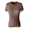 thumbnail image 4 of Qicasul Womens Slim Fit Short Sleeve T Shirt Crew Neck Stretchy Soft Basic Casual Top,Brown,SIZE:XL, 4 of 4