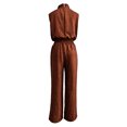 thumbnail image 5 of Women's Sleeveless Jumpsuit, Summer Solid Color With Round Neck & Zipper, Casual One-Piece For Minimalist Style Brown 2XL, 5 of 5