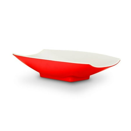 - 21 x 12 1/8 x 4 1/4 Melamine Curves Bowl Red Outside / White Inside, Case Of 3