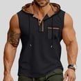 thumbnail image 3 of Tbopshirt Sleeveless Shirts for Men Plus Size Tank Tops Hooded Sweatshirt with Button Down Collar Hoodie for Sports and Leisure Summer Pullover with Pocket Top,S-3XL, 3 of 9