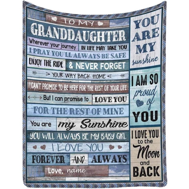 LHSHID Personalized Name Blanket Custom Love Letter to My Granddaughter from Grandma & Grandpa I Love You Forever and Always Gift Throw Blanket
